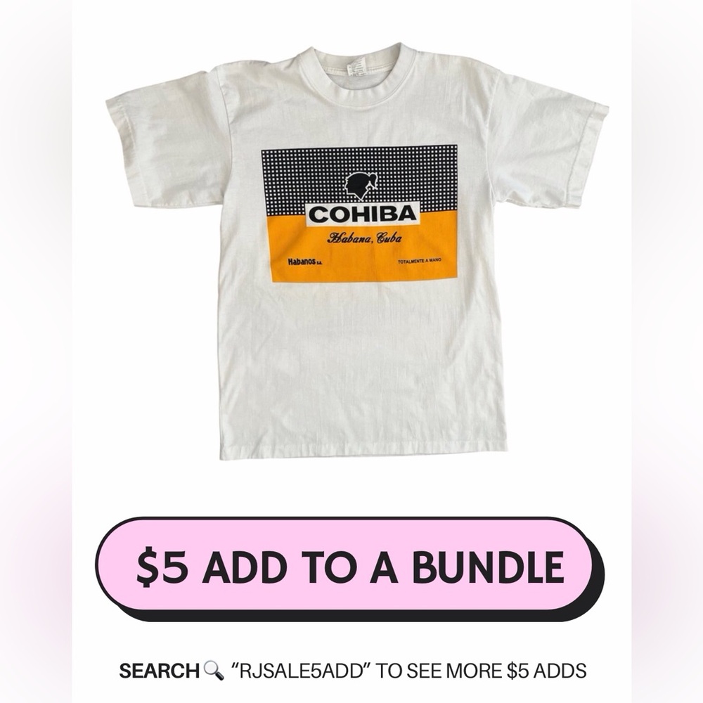 COHIBA Graphic T-Shirt White Orange Black 100% Cotton Men’s Medium (Unisex)